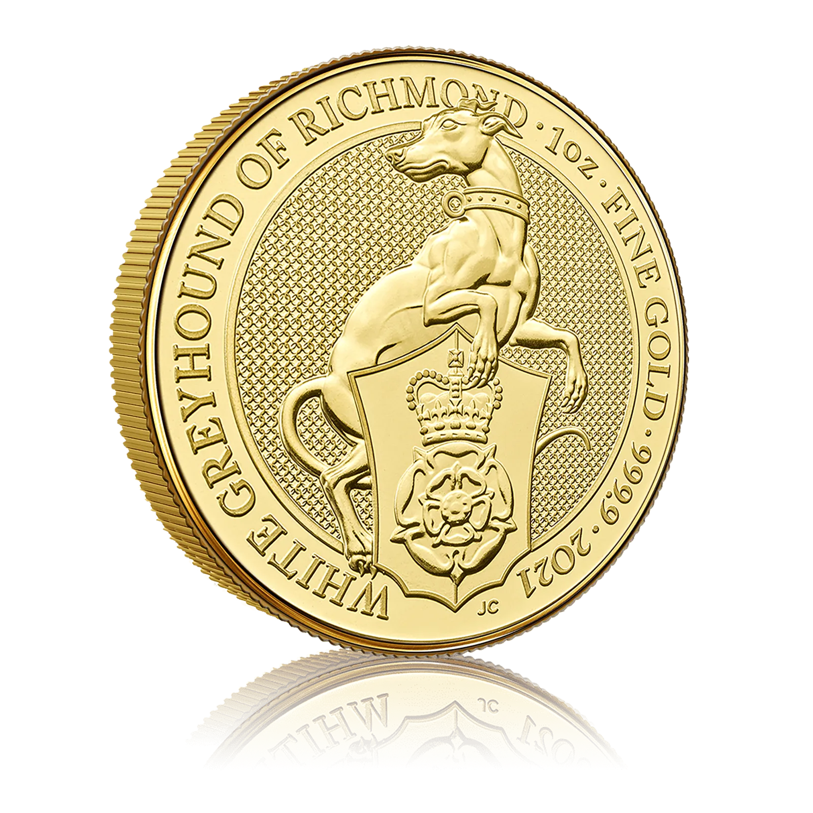 1oz Gold Royal Mint Queens Beast White Greyhound Of Richmond (2021) 4
